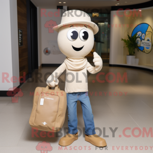 Maskot-karakter av en Beige...