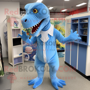 Sky Blue T Rex maskot...