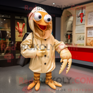 Maskotkarakter af en beige...