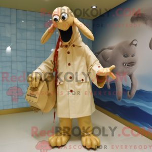 Maskotkarakter af en beige...