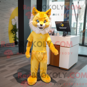 Maskot karakter av en gul...