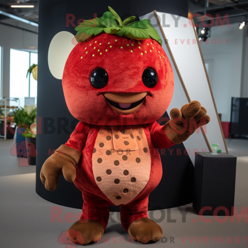 Característica de máscara de um cidadão comum com um mini-joelho e eleitor - Mascotes de morango - RedBrokoly.com