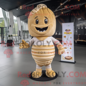 Maskotkarakter af en beige...