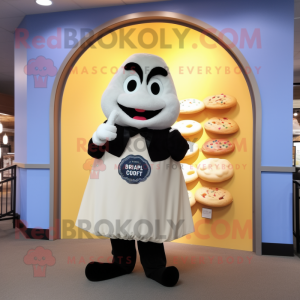 Cream Bagels mascot costume character dressed with a Tuxedo and Gloves