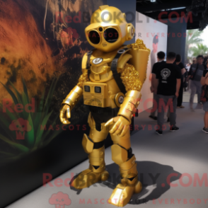 Característica de máscara de um comando de Gulld com um miniskjørt e ryggsekker - Mascotes de comando - RedBrokoly.com