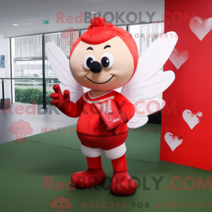 Maskot karakter af en rød...