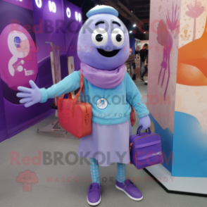 Lavender Gyro mascot costume character dressed with a Long Sleeve Tee and Handbags