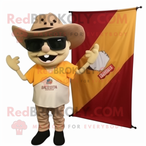 Beige Nachos mascot costume character dressed with a Baseball Tee and Reading glasses