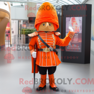 Maskotfigur af en orange...