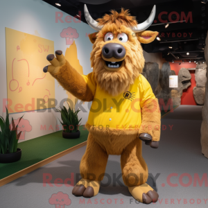 Maskot karakter af en gul...