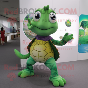 Forest Green Turtle mascot costume character dressed with a Leggings and Anklets