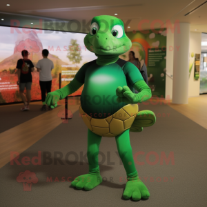 Forest Green Turtle mascot costume character dressed with a Leggings and Anklets