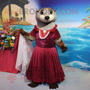 Maroon Otter maskot kostume...