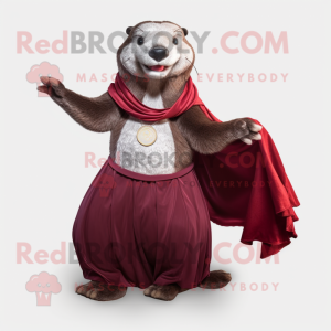 Maroon Otter maskot kostume...