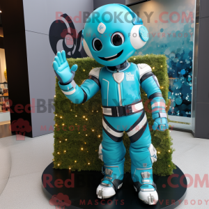 Maskottchenfigur eines Cyan...