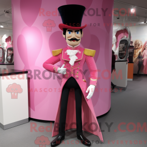 Maskotkarakter av en rosa...