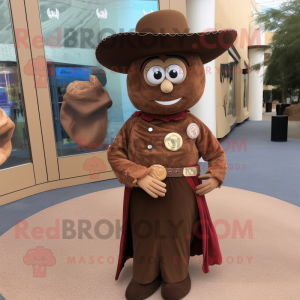 Brown Cowboy mascot costume character dressed with a A-Line Dress and Coin purses