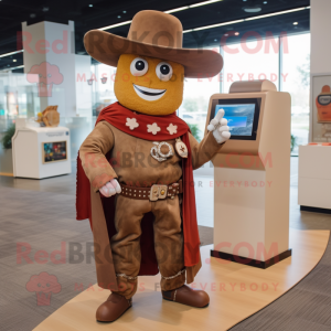 Brown Cowboy mascot costume character dressed with a A-Line Dress and Coin purses