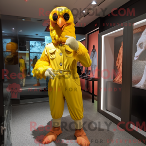 Maskot karakter af en gul...