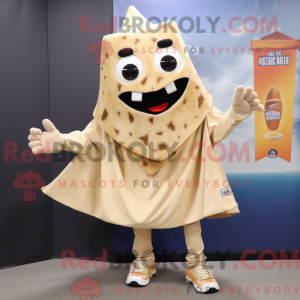 Maskotkarakter av en beige...