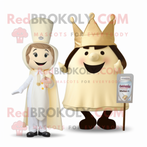 Cream Queen mascot costume character dressed with a Culottes and Ties