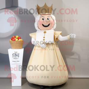 Cream Queen mascot costume character dressed with a Culottes and Ties
