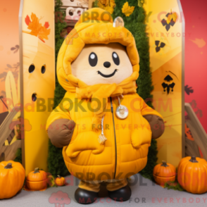Fantasia de mascote de uma Abóbora Dourada com parka e colares - Mascotes de abóbora - REBROKO_406127 - RedBrokoly.com