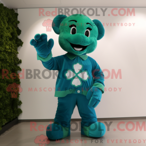 Maskotkarakter av en cyan...