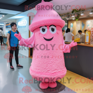 Maskotkarakter av en Pink...