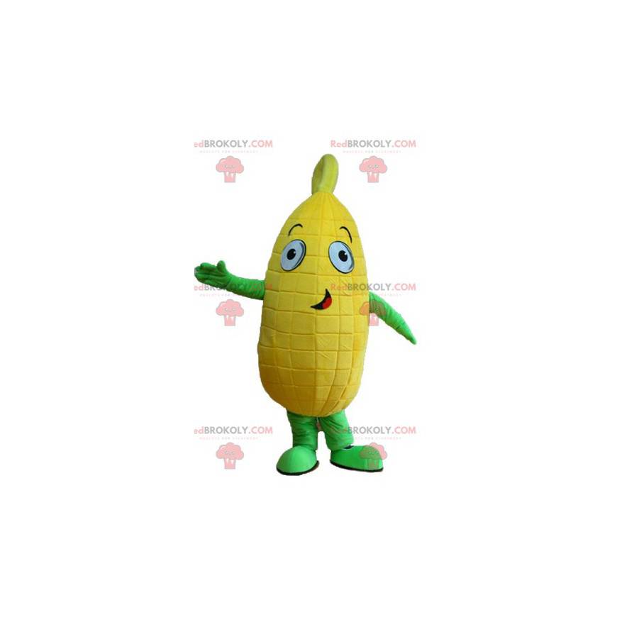 Mascote gigante de sabugo de milho amarelo e verde -