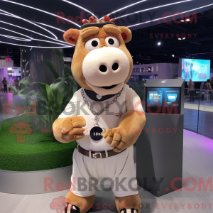 Maskot-karakter av en beige...