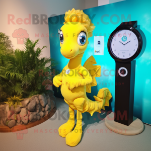 Geel Seahorse mascotte...