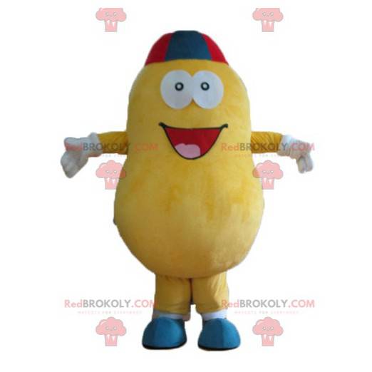 Mascotte de pomme de terre jaune géante et souriante -