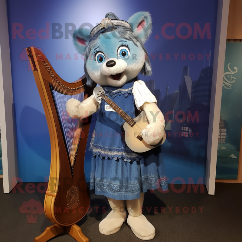 nan Celtic Harp mascot costume character dressed with a Denim Shorts and Earrings nan Celtic Harp mascot costume character dressed with a Denim Shorts and Earrings