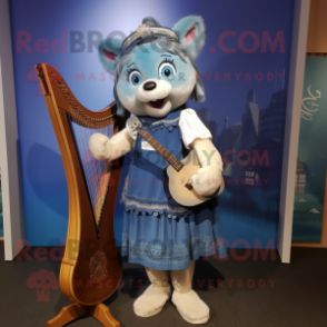 nan Celtic Harp mascot costume character dressed with a Denim Shorts and Earrings