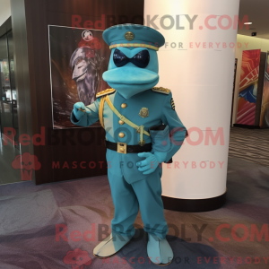 Mascot character of a Teal...