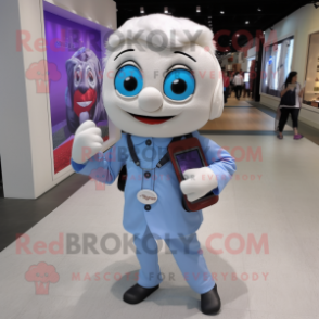 nan Phone mascot costume character dressed with a Poplin Shirt and Messenger bags