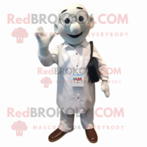nan Phone mascot costume character dressed with a Poplin Shirt and Messenger bags