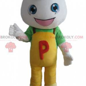 Mascot dreng i overall med et rundt hoved - Redbrokoly.com