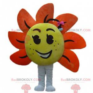 Mascote gigante de flores amarelas e laranjas - Redbrokoly.com