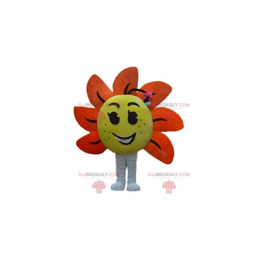 Mascotte de fleur géante jaune et orange - Redbrokoly.com
