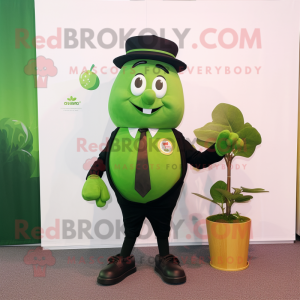 Olive Apple mascot costume character dressed with a Bodysuit and Tie pins