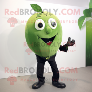 Olive Apple mascot costume character dressed with a Bodysuit and Tie pins