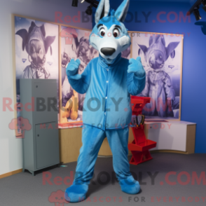 Característica da máscara de um vestido azul com macacão e combinação - Burros mascotes - REBROKO_407135 - RedBrokoly.com