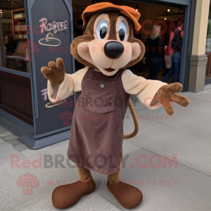 Brown Ratatouille mascot costume character dressed with a Bootcut Jeans and Shoe clips
