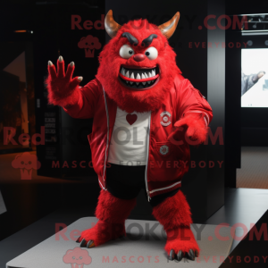 Maskot postava červeného...