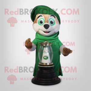 Forest Green Hourglass mascot costume character dressed with a Cover-up and Bracelet watches