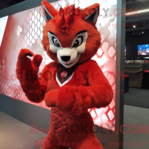Maskot-karakter av en rød...
