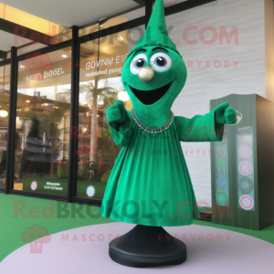 Forest Green Hourglass mascot costume character dressed with a Cover-up and Bracelet watches