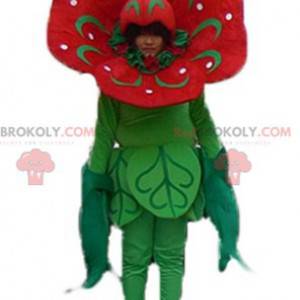 Obří tulipán červený a zelený květ maskot - Redbrokoly.com